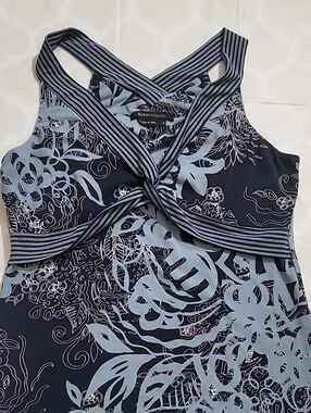 BCBGMaxAzria Navy & Light Blue Floral Twist-Front Camisole